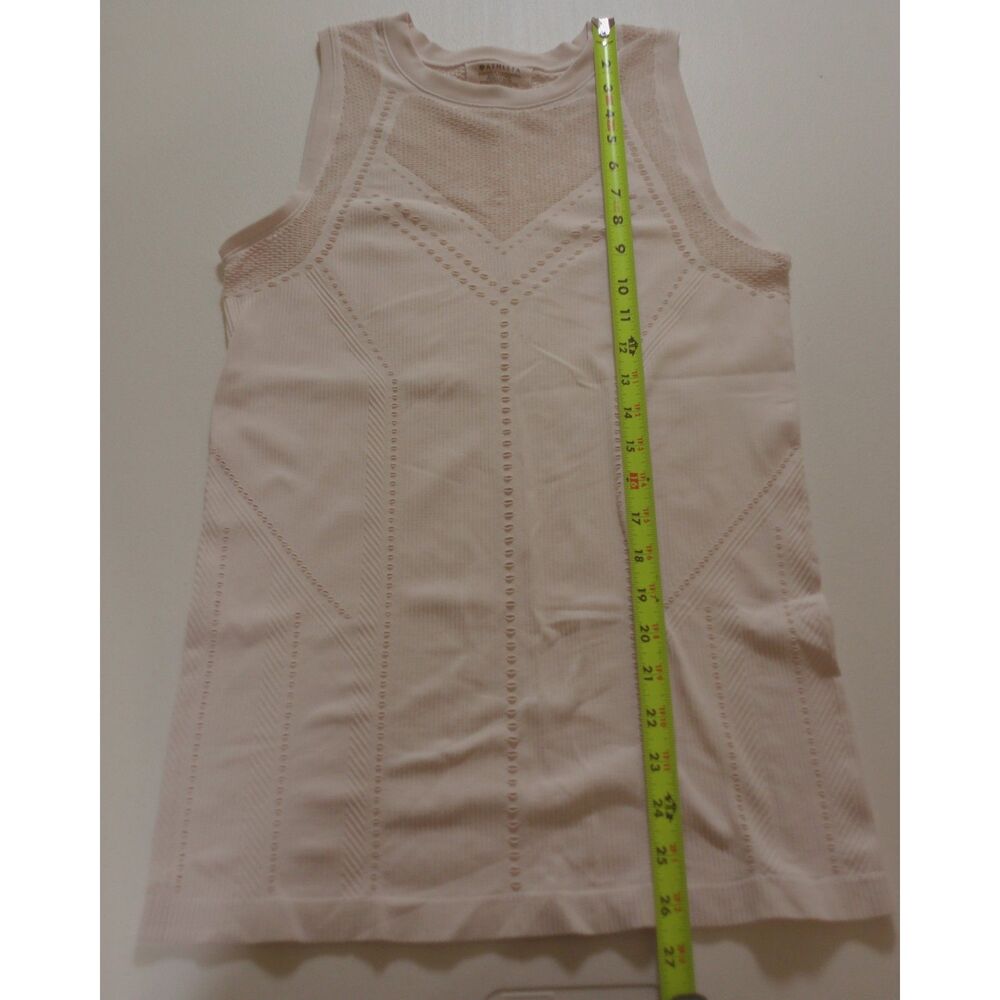 Athleta White Mesh Ribbed Seamless Tank Top Medium Yoga Gym Activewear - Picture 7 of 7